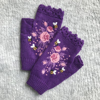 Warme Handschuhe Mit Blumenstickerei
