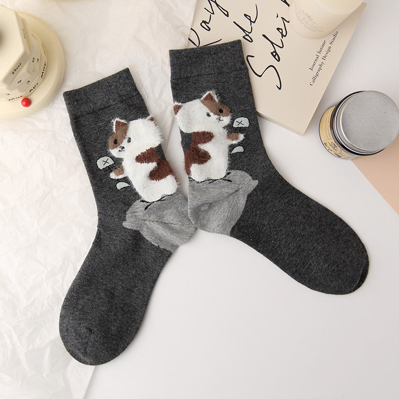 Lässige Socken Mit Katzenmuster