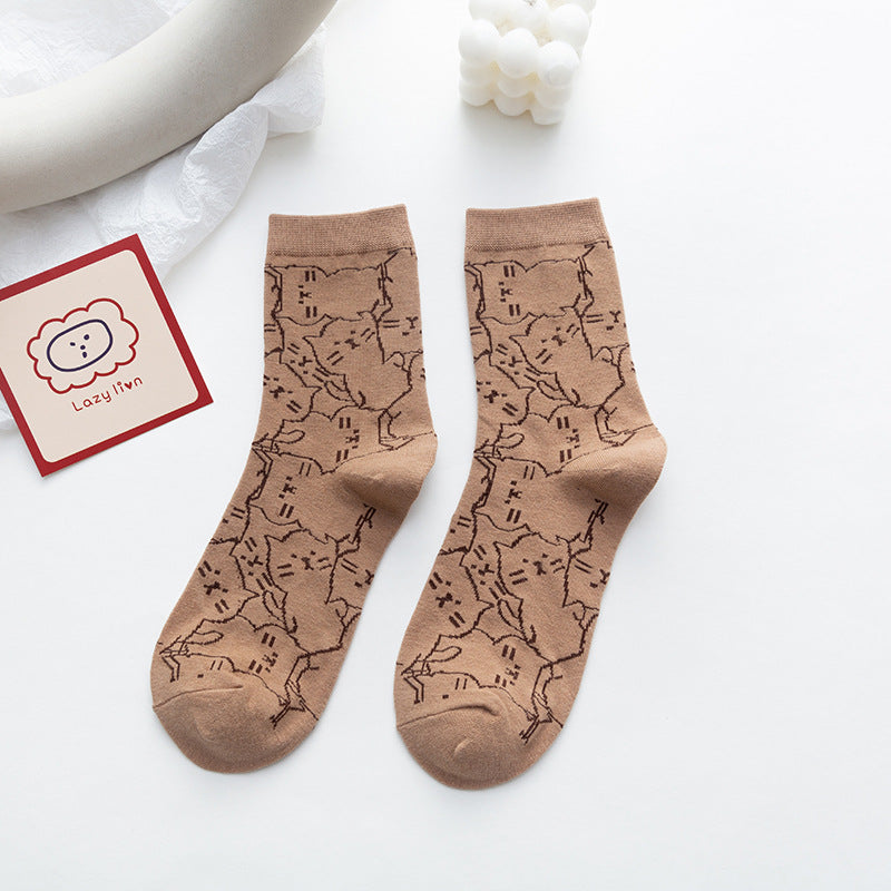 Lässige Socken Mit Katzenmuster