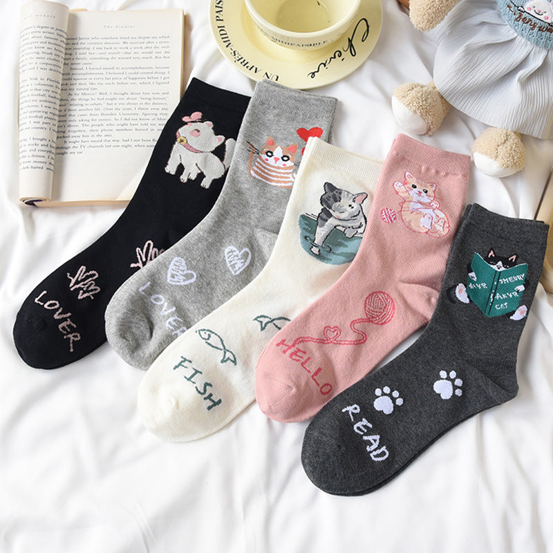 Socken Mit Cartoon-Katzen