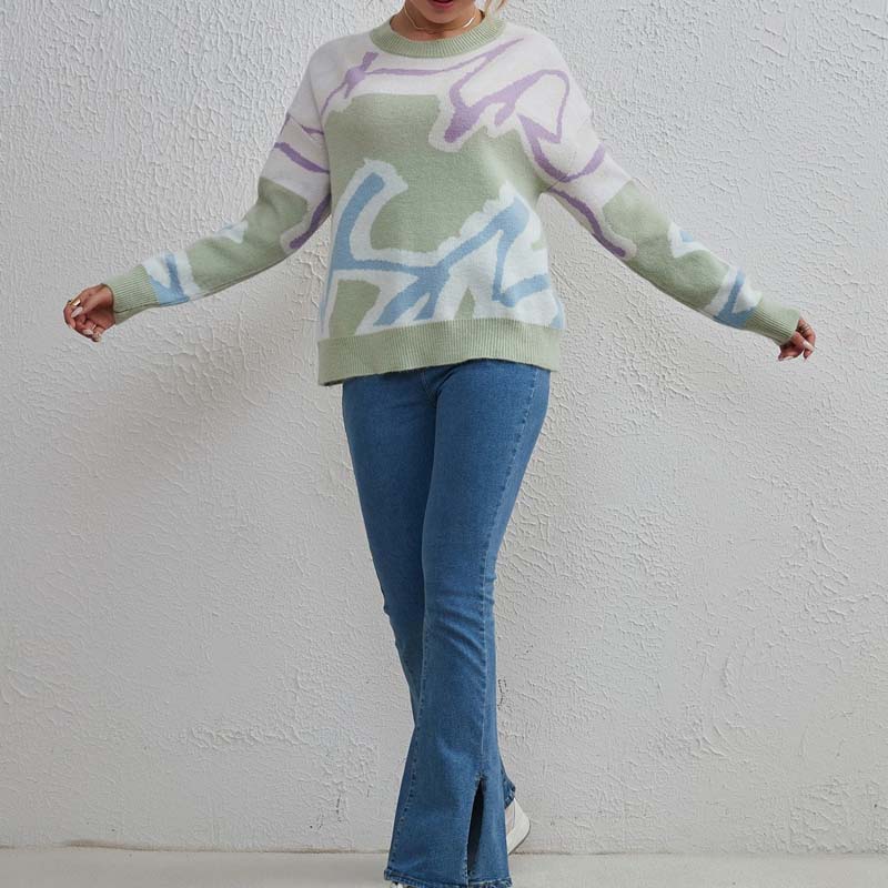 Lässiger Pullover Mit Farbblock