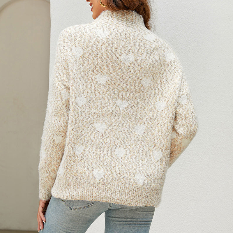 Lässiger Herzstrickpullover