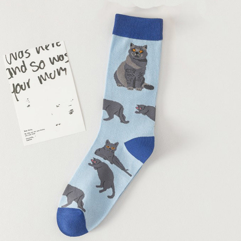 Vintage-Socken Mit Katzen-Print