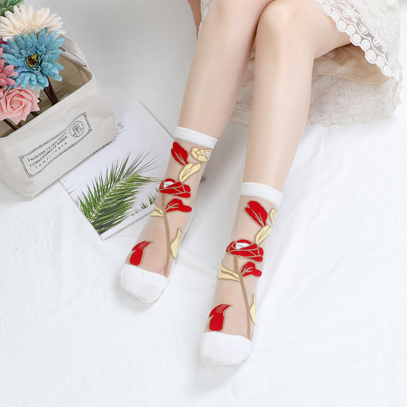 Atmungsaktive Blumensocken