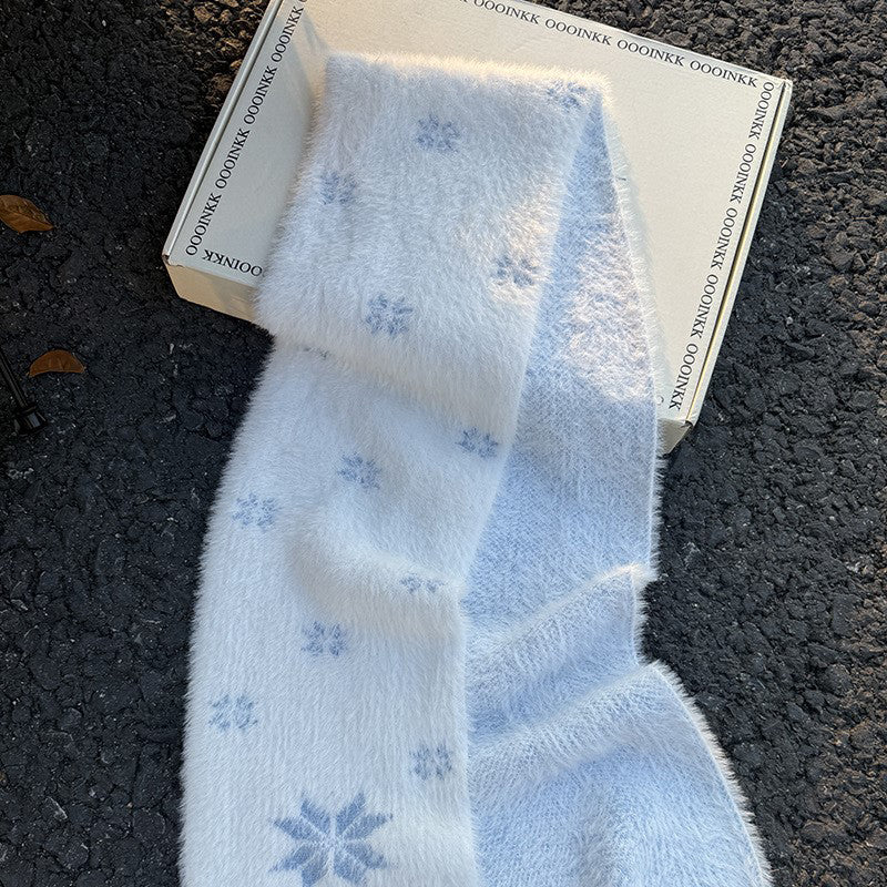 Warmer Schal Mit Schneeflockenmuster