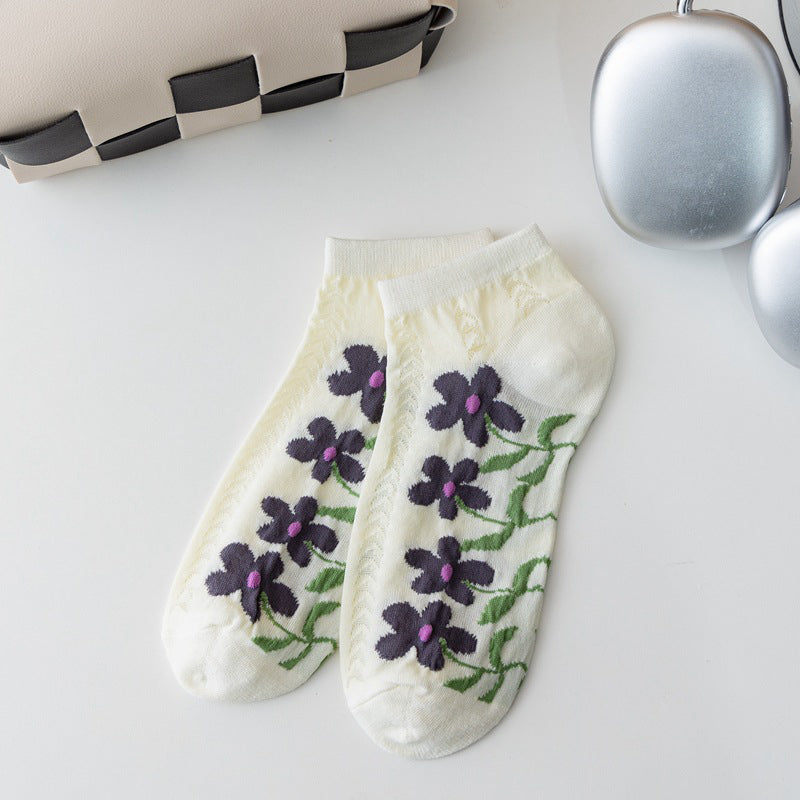 Lässige Socken Mit Blumenmuster