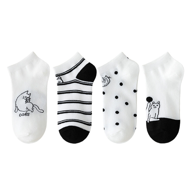 Set Mit 4 Paar Socken Mit Katzenmotiv