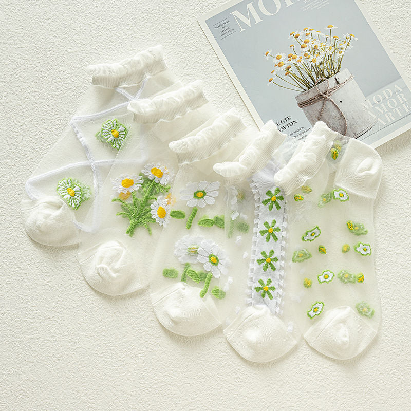 Atmungsaktive Socken Mit Blumenmuster
