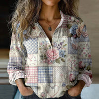 Vintage-Bluse Mit Blumendruck