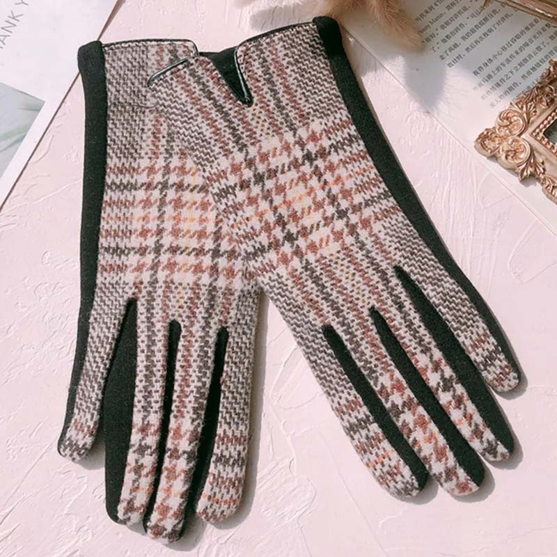 Vintage Karierte Warme Handschuhe