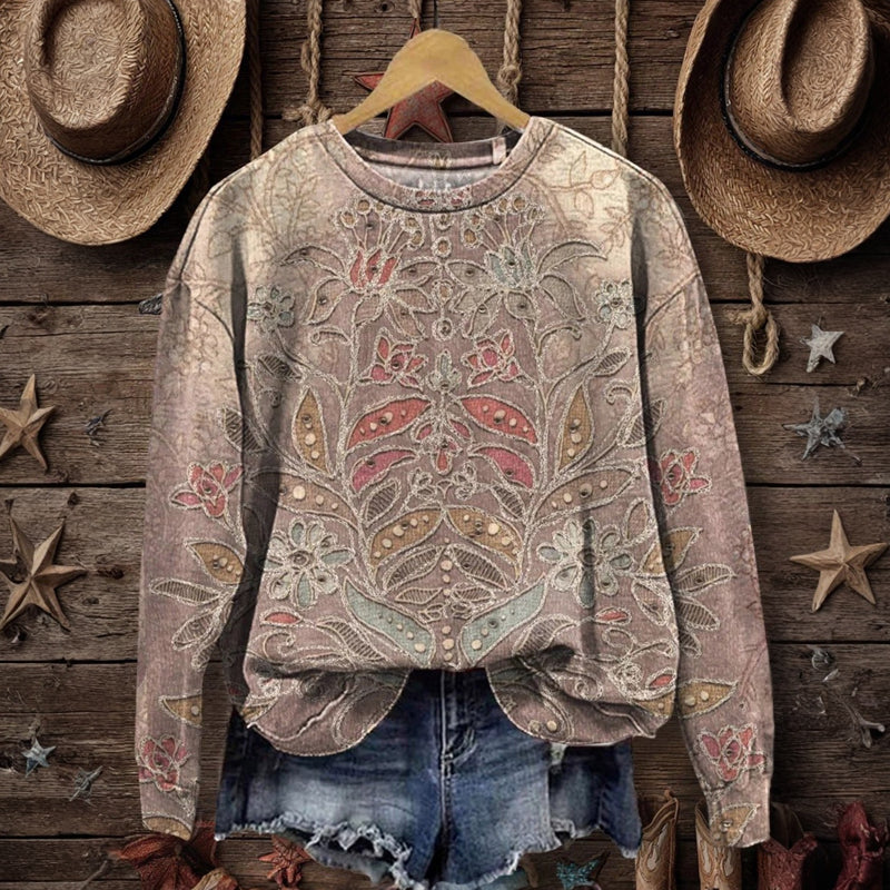 Vintage-Sweatshirt Mit Blumendruck