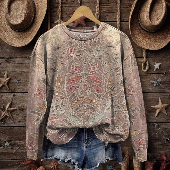 Vintage-Sweatshirt Mit Blumendruck