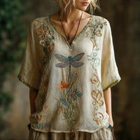 Vintage Bluse Mit Blumendruck