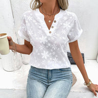 Elegante Bluse Mit Blumenstickerei