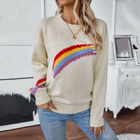 Lässiger Regenbogen-Strickpullover