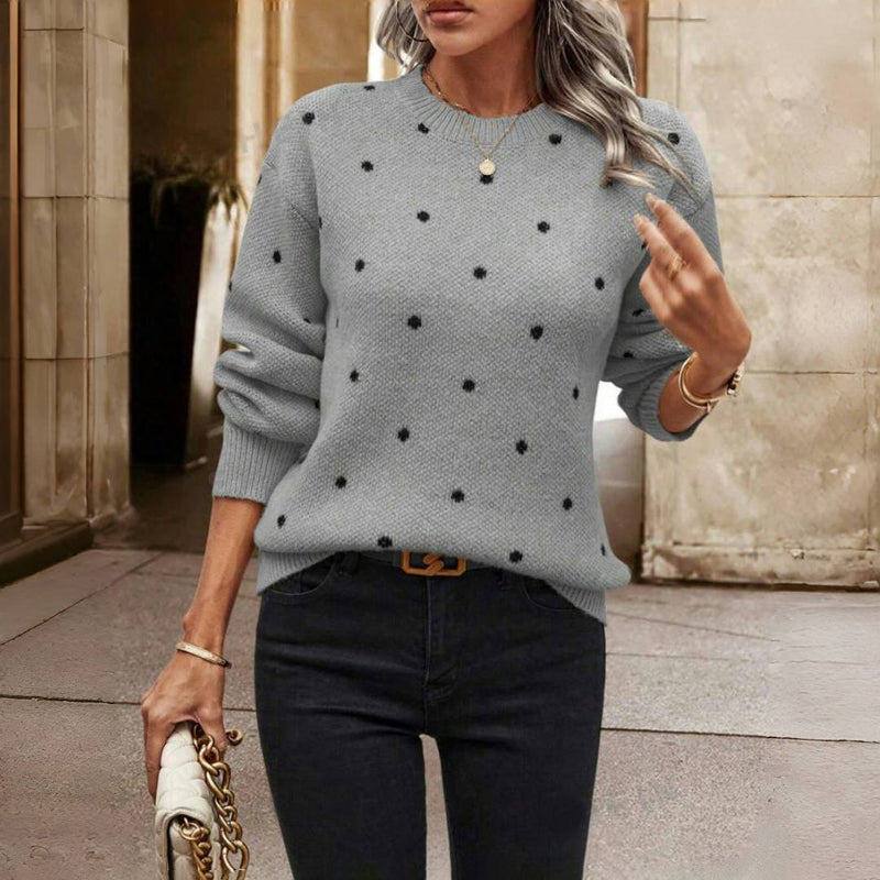 Lässiger Strickpullover Mit Polka Dots