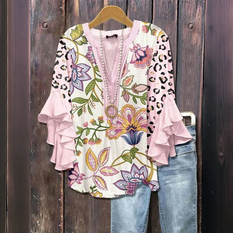 Vintage Bluse Mit Blumendruck