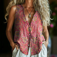 Vintage-Bluse Mit Ethno-Print