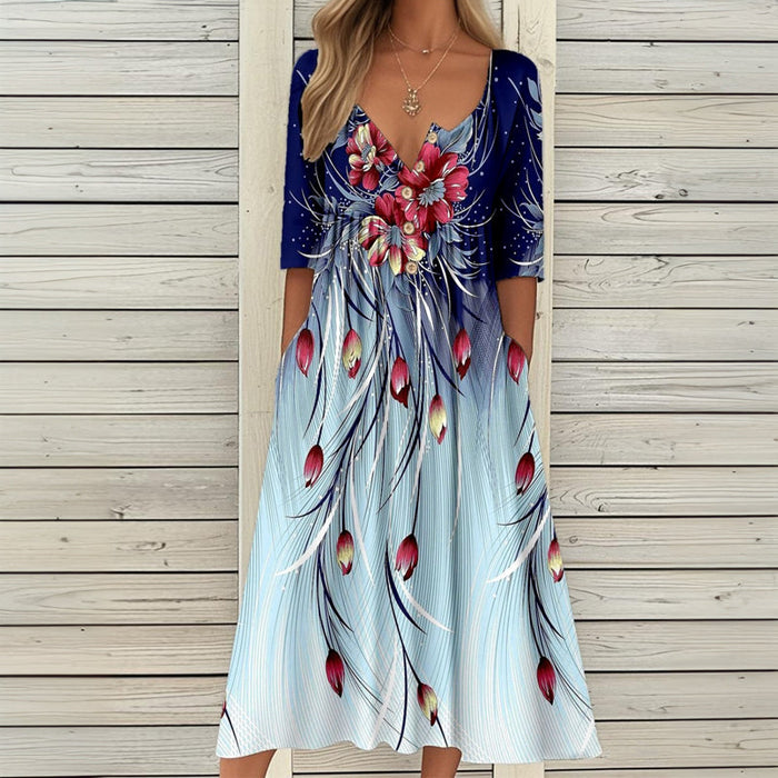 Vintage-Kleid Mit Blumendruck