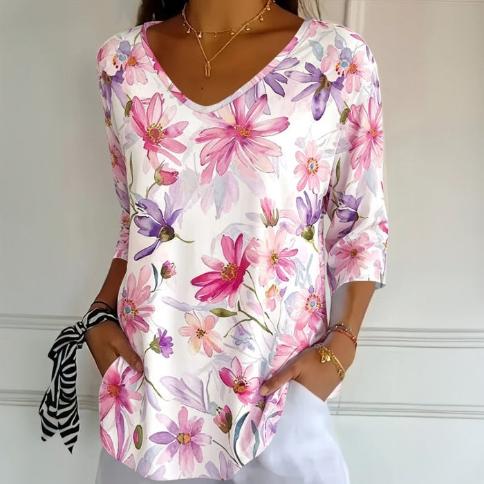Vintage-Bluse Mit Blumenmuster