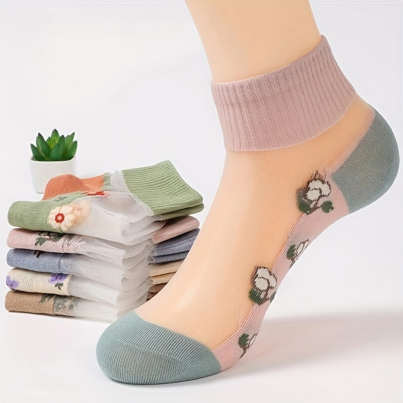 Atmungsaktive Socken Mit Blumenmuster