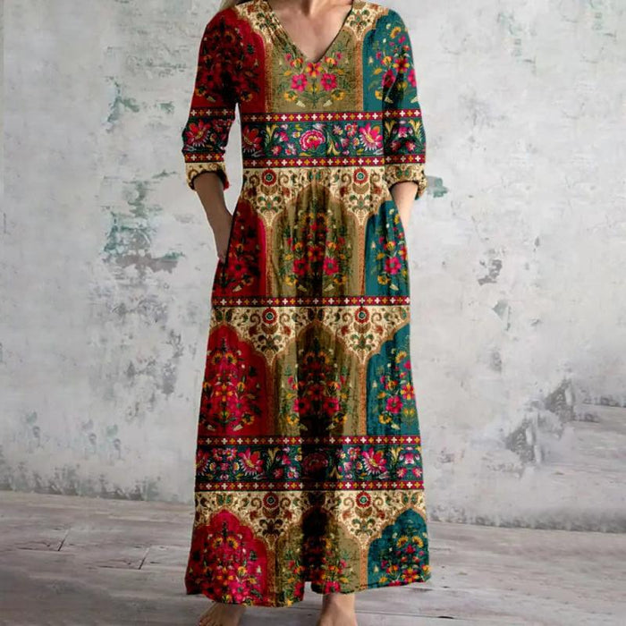 Vintage-Kleid Mit Blumendruck