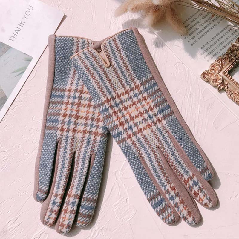 Vintage Karierte Warme Handschuhe