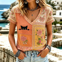 Vintage-T-Shirt Mit Blumenmuster