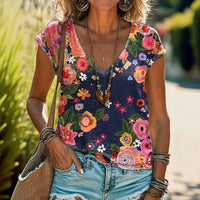 Lässiges T-Shirt Mit Blumendruck