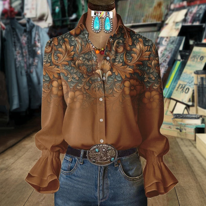 Vintage-Bluse Mit Blumendruck