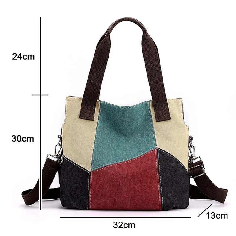 Vintage Kontrastierende Canvas-Tasche