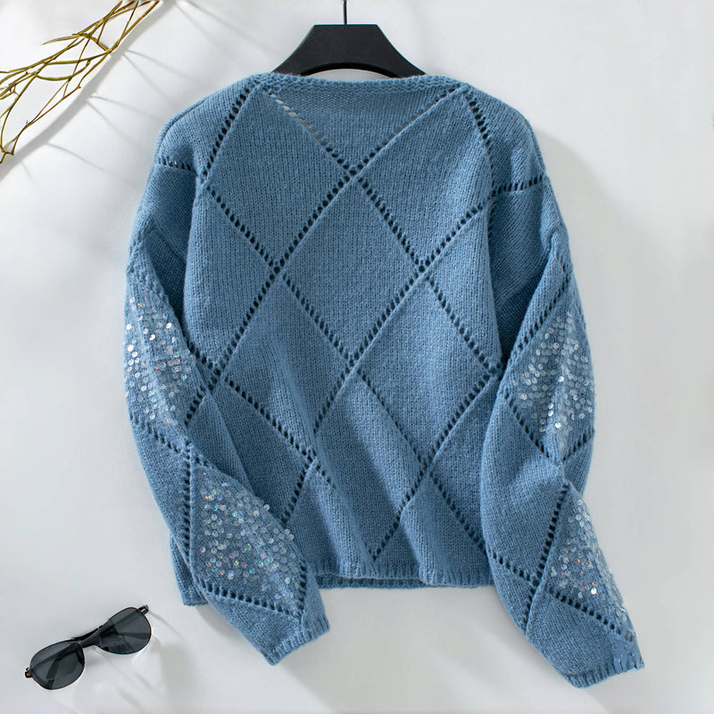 Lässiger Hohlstrickpullover