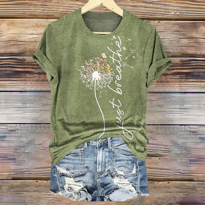 Vintage-T-Shirt Mit Löwenzahn-Print