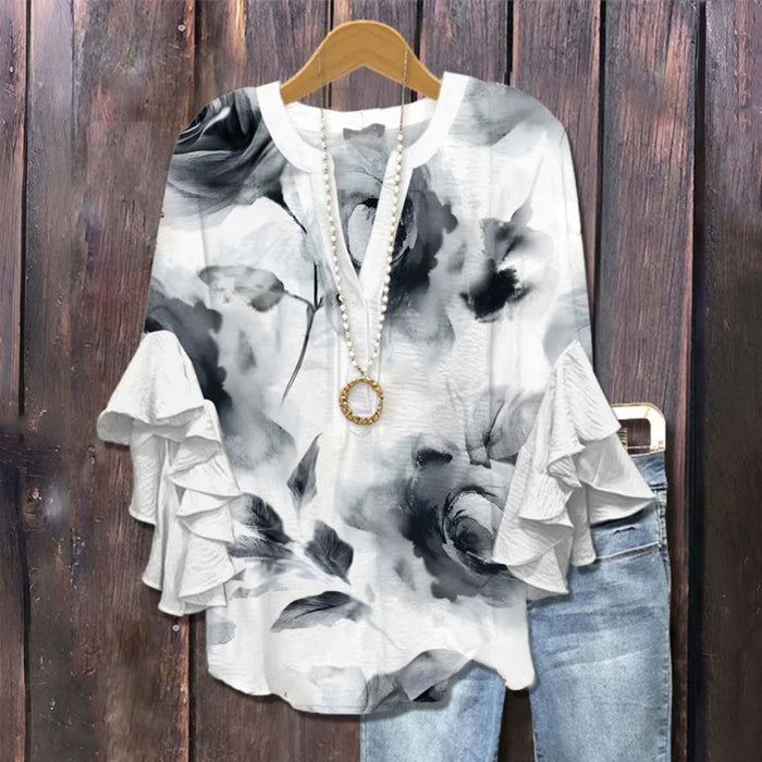 Bluse Mit Farbverlauf Und Blumendruck
