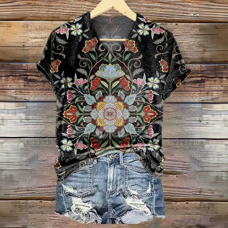 Vintage T-Shirt Mit Blumendruck