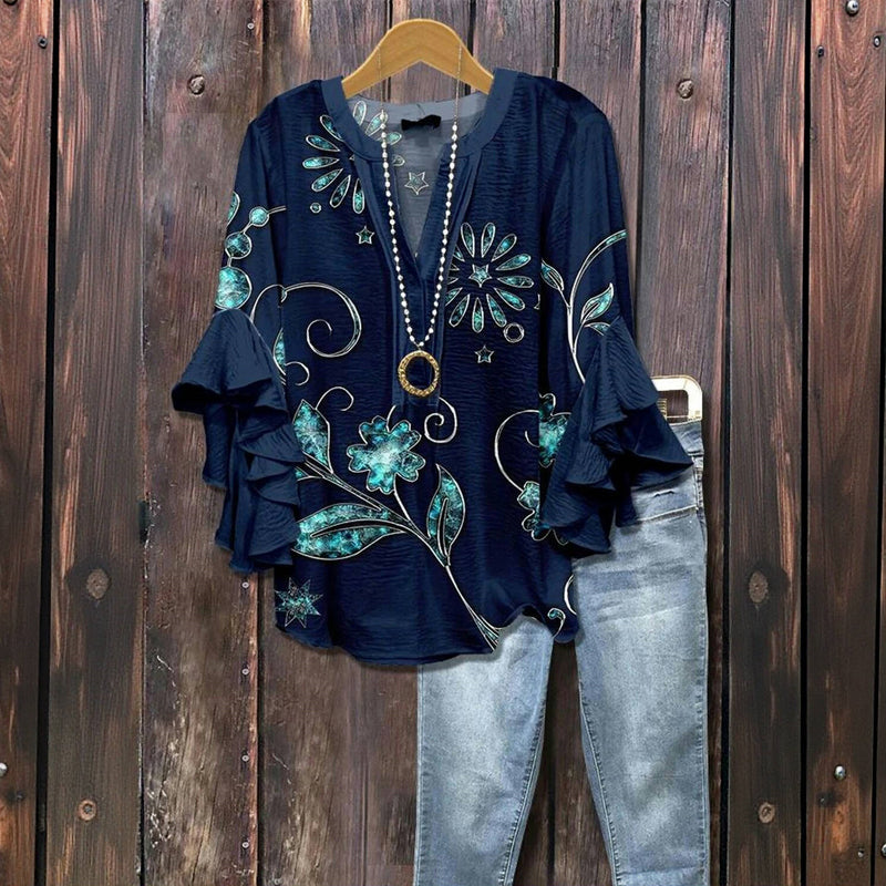 Vintage-Bluse Mit Blumenprint