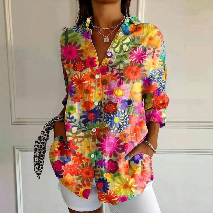 Vintage Bluse Mit Blumendruck
