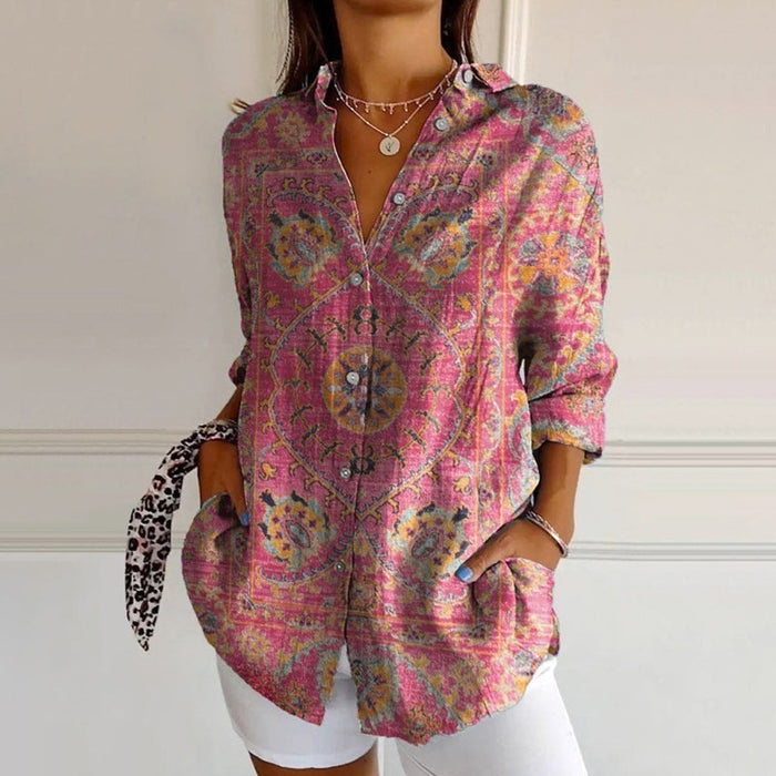 Vintage-Bluse Mit Ethnischem Print