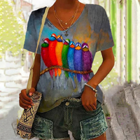 Abstraktes Vogel-Buntes T-Shirt