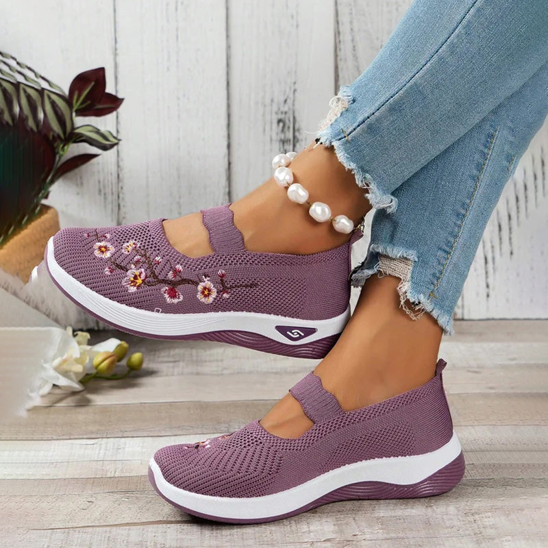 Atmungsaktive Schuhe Mit Blumenstickerei