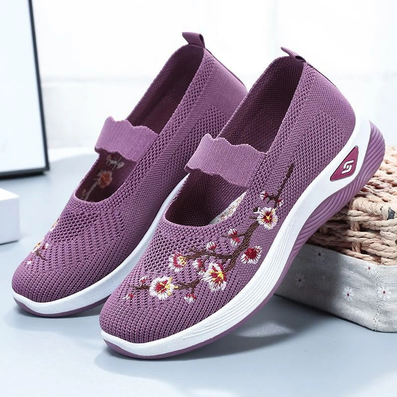 Atmungsaktive Schuhe Mit Blumenstickerei