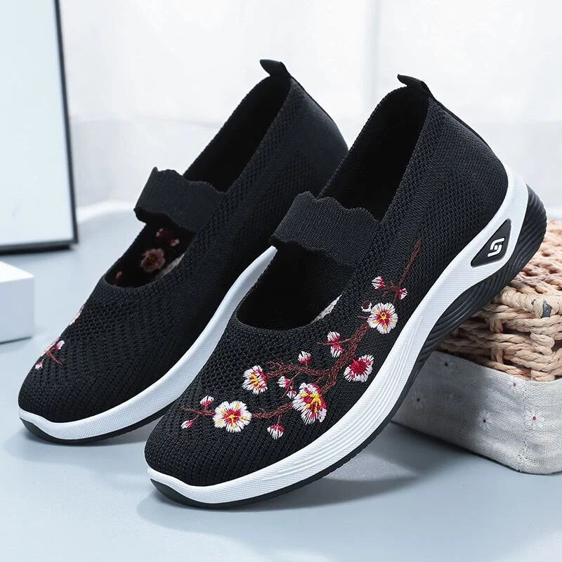 Atmungsaktive Schuhe Mit Blumenstickerei