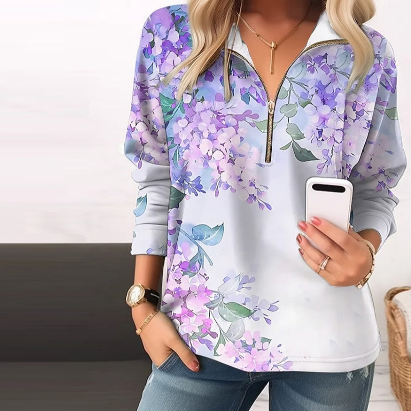 Lässiges Sweatshirt Mit Blumendruck