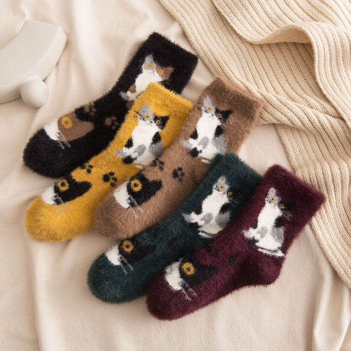 Plüschsocken Mit Katzenmuster