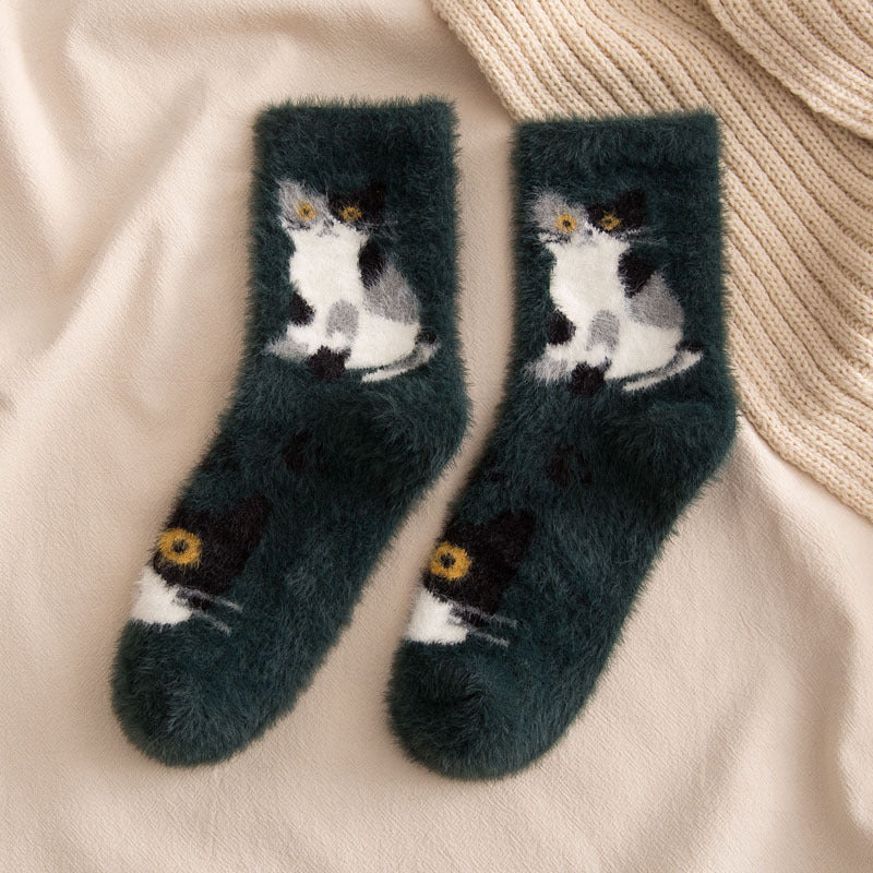 Plüschsocken Mit Katzenmuster