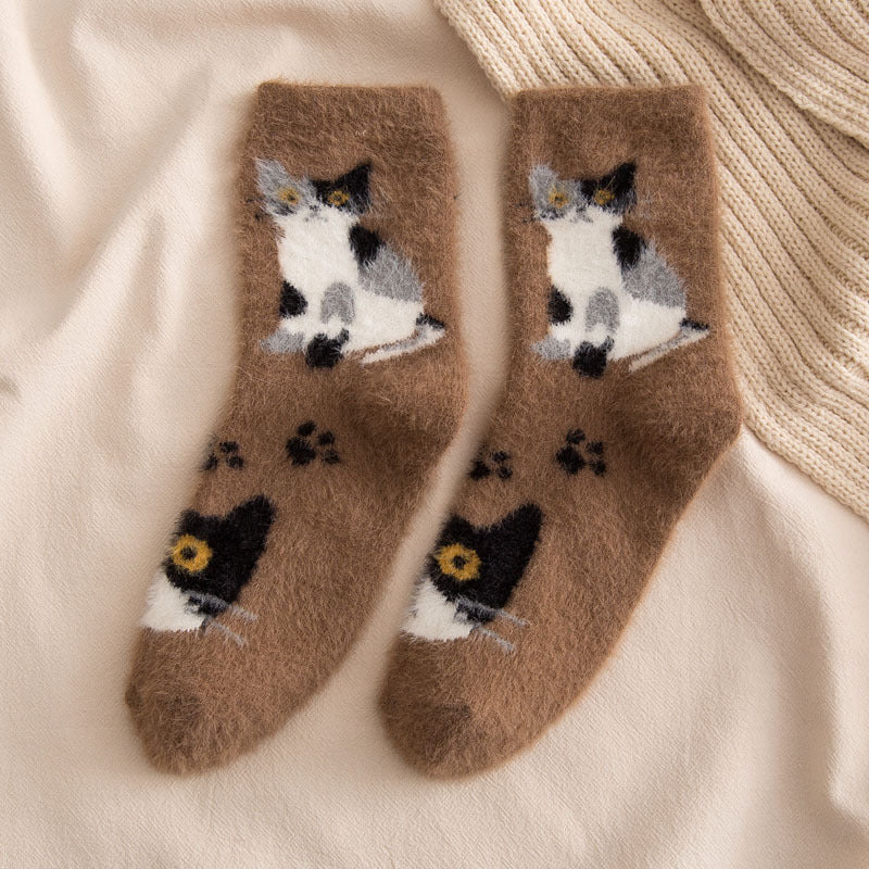 Plüschsocken Mit Katzenmuster