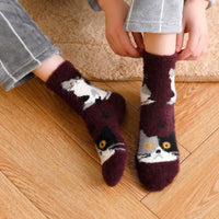 Plüschsocken Mit Katzenmuster