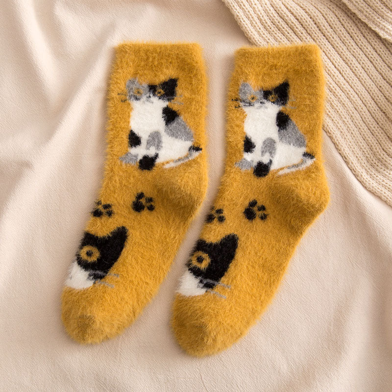 Plüschsocken Mit Katzenmuster