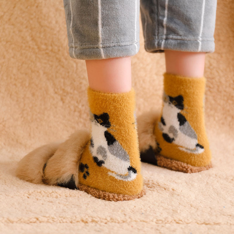 Plüschsocken Mit Katzenmuster