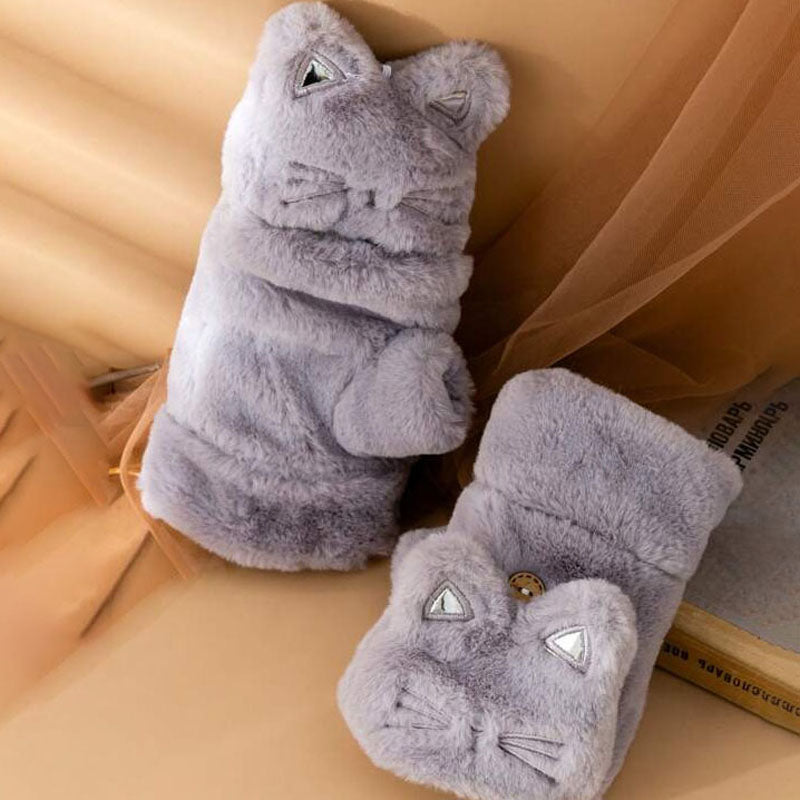 Cartoon-Katzen-Plüschhandschuhe